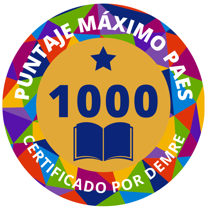 Sello de puntaje máximo PAES 1000 puntos, certificado por el DEMRE