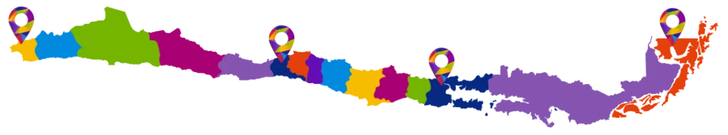 Mapa de Chile con las sedes de Preuniversitario Tesla marcadas