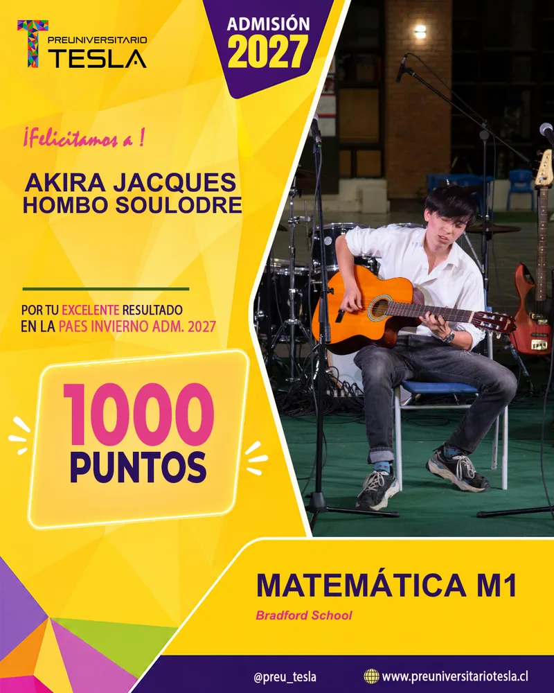 Akira Jacques Hombo Soulodre, 1000 puntos PAES Invierno, Admisión 2027