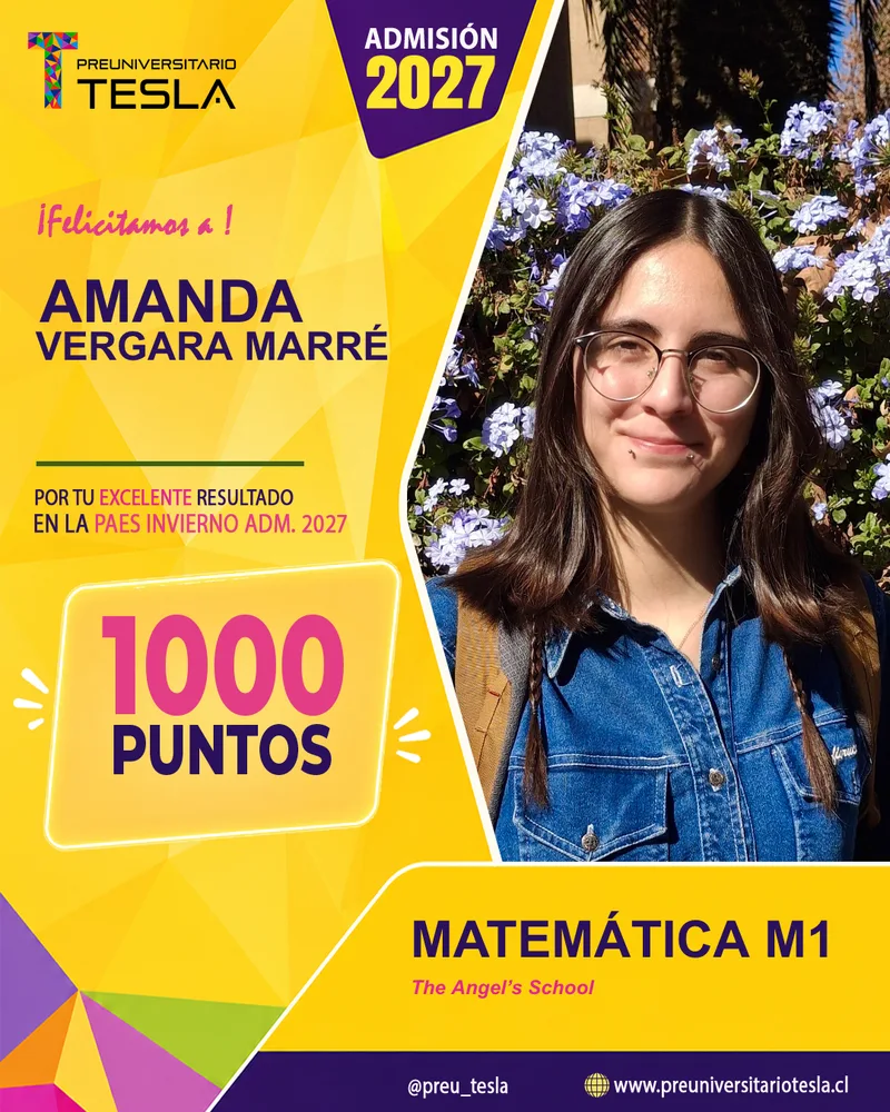 Amanda Vergara Marre, 1000 puntos PAES Invierno, Admisión 2027