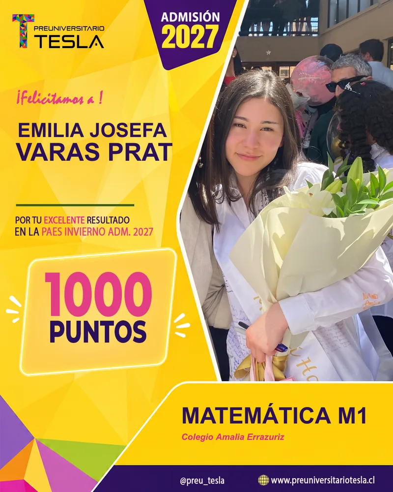 Emilia Josefa Varas Prat, 1000 puntos PAES Invierno, Admisión 2027